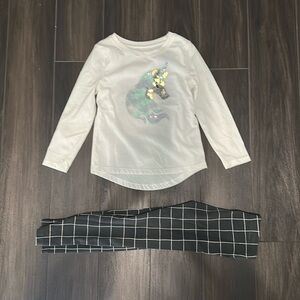 Cat & Jack Girls LS Shirt unicorn reversible sequin XS with leggings